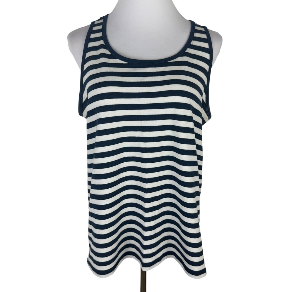 Time and Tru Women's XL Blue White Striped Chevron Back Tank Top